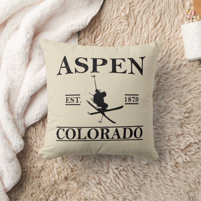 Aspen Colorado ski Throw Pillow (Blanket)