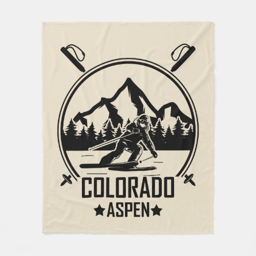 Aspen Colorado Skier Fleece Blanket