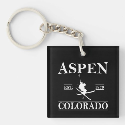 Aspen Colorado Skier Keychain