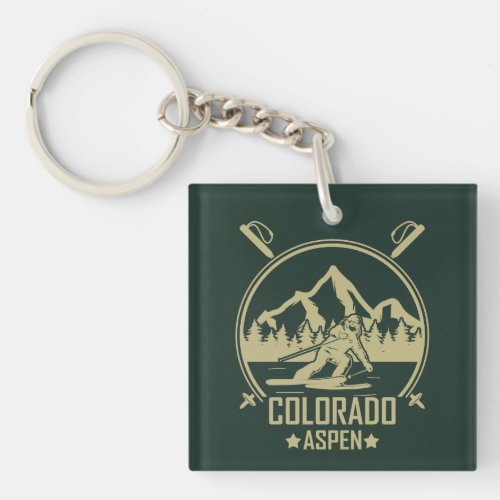 Aspen Colorado Skier Keychain