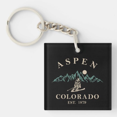 Aspen Colorado Skier Keychain