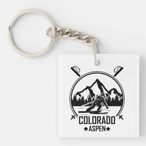 Aspen Colorado Skier Keychain