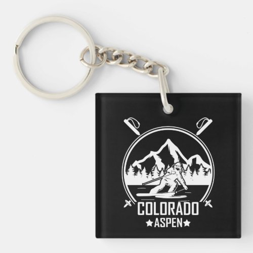 Aspen Colorado Skier Keychain