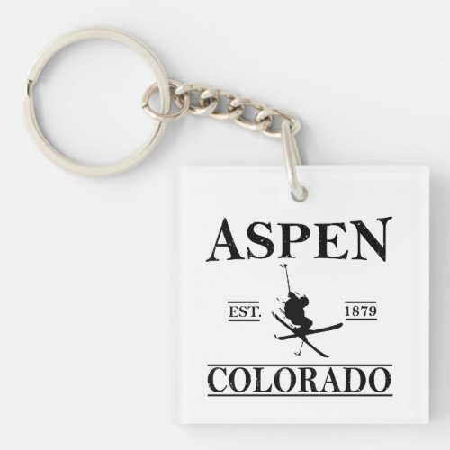 Aspen Colorado Skier Keychain