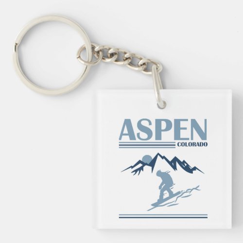 Aspen Colorado Skier Keychain