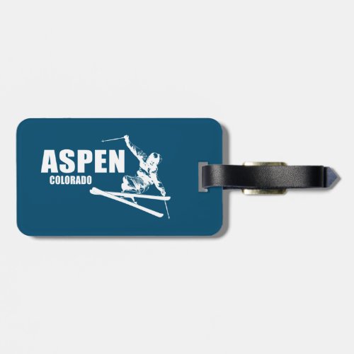 Aspen Colorado Skier Luggage Tag