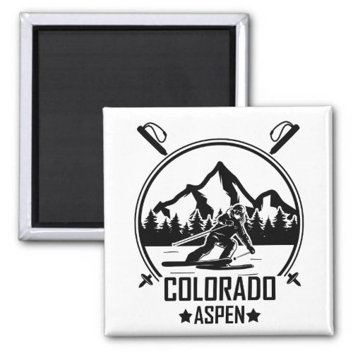 Aspen Colorado Skier Magnet