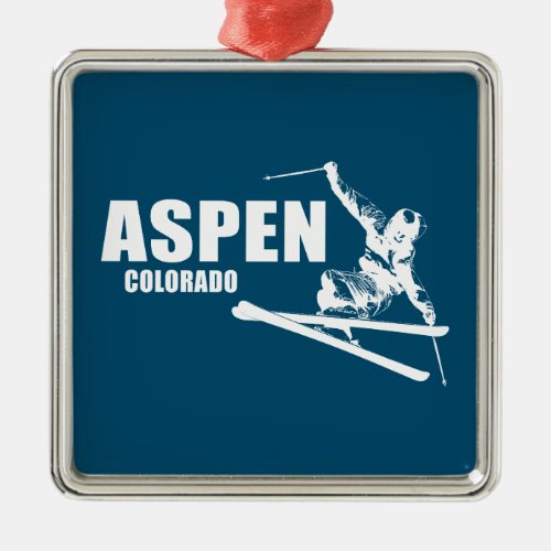 Aspen Colorado Skier Metal Ornament