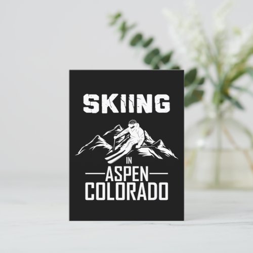 Aspen Colorado skier Postcard