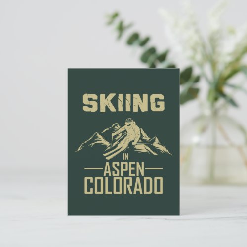 Aspen Colorado Skier Postcard