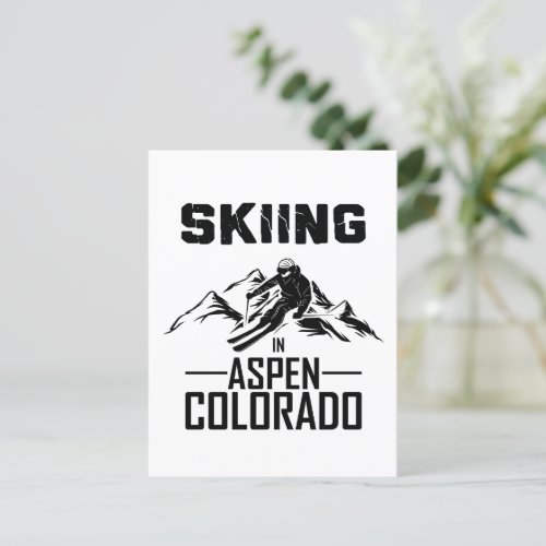 Aspen Colorado skier Postcard