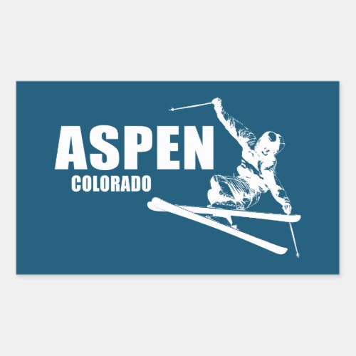 Aspen Colorado Skier Rectangular Sticker