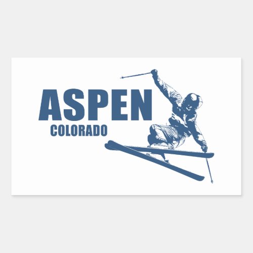 Aspen Colorado Skier Rectangular Sticker