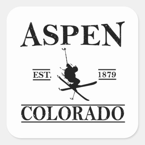 Aspen Colorado Skier Square Sticker