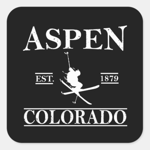 Aspen Colorado Skier Square Sticker