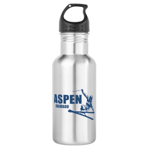 Aspen Colorado Skier Stainless Steel Water Bottle