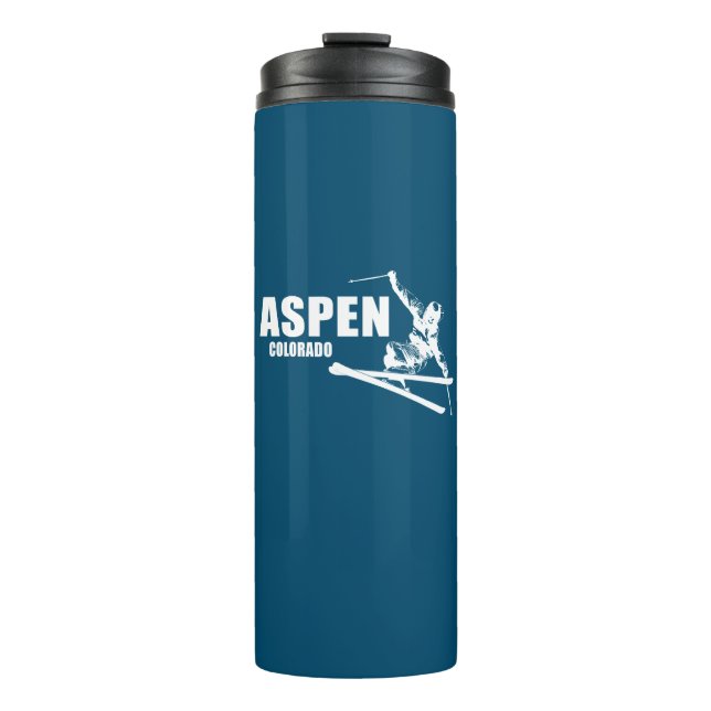 Aspen Colorado Skier Thermal Tumbler (Front)