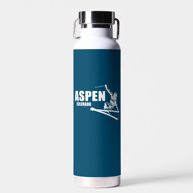 Aspen Colorado Skier Water Bottle (Front)