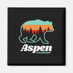 Aspen Colorado Skiing Snowboarding Bear Magnet