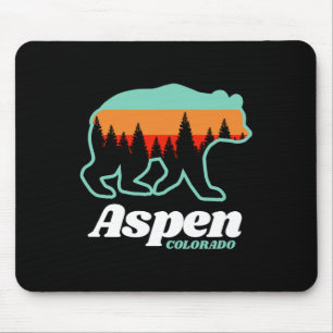 Aspen Colorado Skiing Snowboarding Bear  Mouse Pad