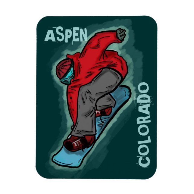 Aspen Colorado snowboarder rectangle magnet (Vertical)