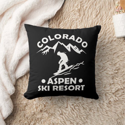 Aspen Colorado snowboarder Throw Pillow