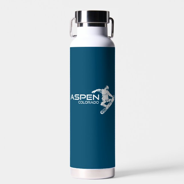 Aspen Colorado Snowboarder Water Bottle (Front)