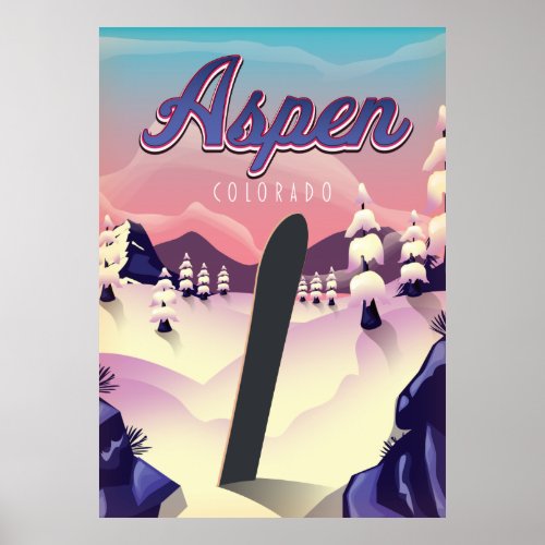 Aspen Colorado Snowboarding Poster