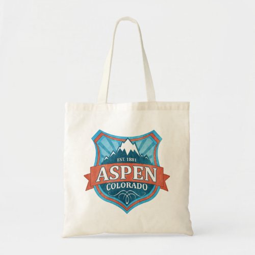 Aspen Colorado teal grunge shield tote bag