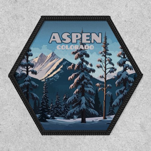 Aspen Colorado Trees Snow Mountains Retro Patch