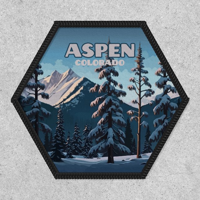 Aspen Colorado Trees Snow Mountains Retro Patch (Front)