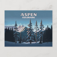 Aspen Colorado Trees Snow Mountains Retro
