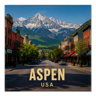 Aspen Colorado USA Rocky Mountain Valley Travel 🏔 Poster
