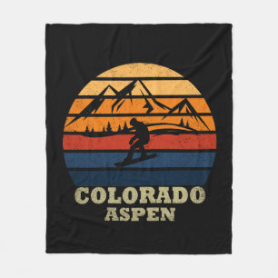 Aspen Colorado vintage snowboarder Fleece Blanket