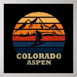 Aspen Colorado vintage snowboarder Poster
