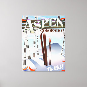 Aspen Colorado vintage style ski poster Canvas Print