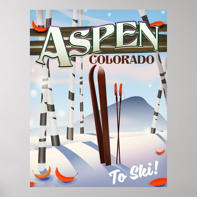 Aspen Colorado vintage style ski poster. Poster (Front)