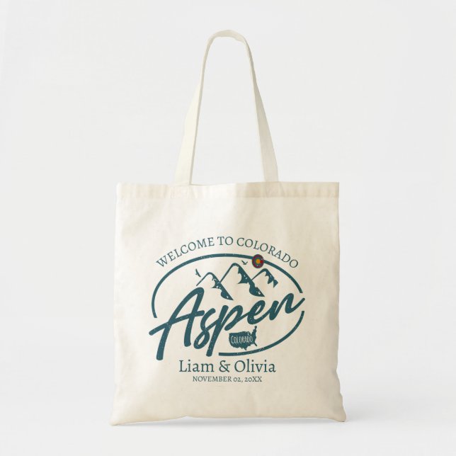 Aspen Colorado Wedding Welcome Tote Bag (Front)