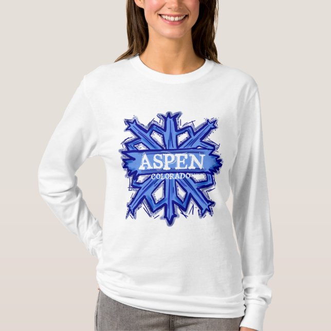 Aspen Colorado winter snowflake hoodie T-Shirt (Front)