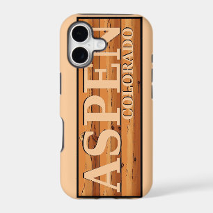 Aspen Colorado wooden log sign iPhone 17 Case