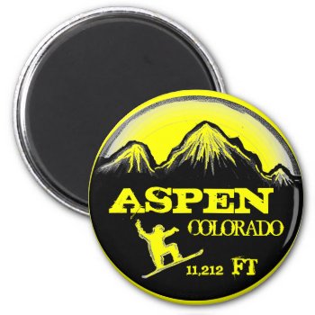 Aspen Colorado Yellow Snowboard Art Magnets by ArtisticAttitude at Zazzle