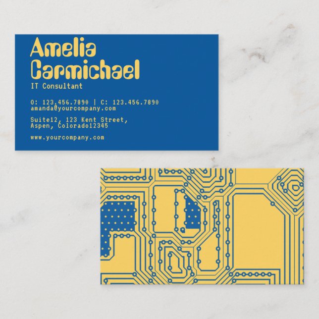 Aspen Gold and Princess Blue Geek Technology Busin Business Card (Front/Back)
