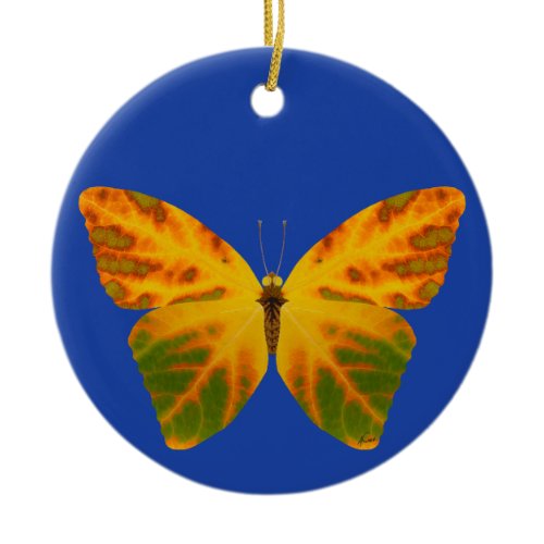 Aspen Leaf Butterfly 1 Ceramic Ornament