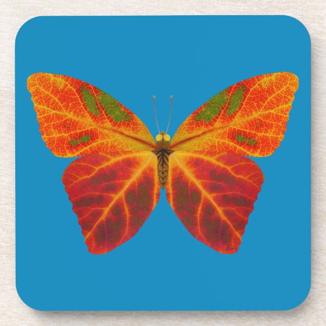 Aspen Leaf Butterfly 2 Beverage Coaster (Front)