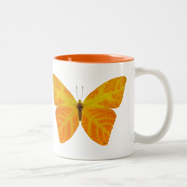 Aspen Leaf Butterfly 3 Two-Tone Coffee Mug (Right)