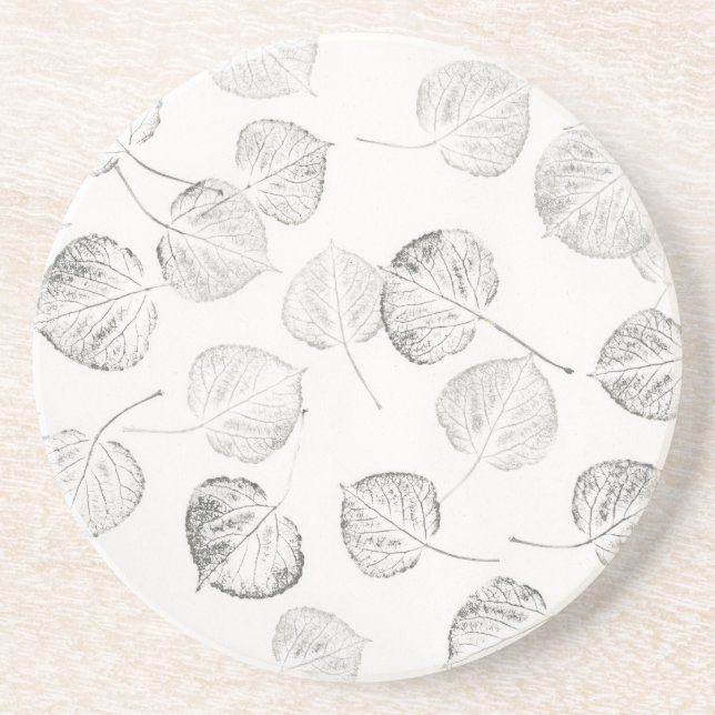 Aspen Leaf Prints Design © Sandy Long Drink Coaster (Front)