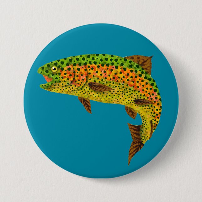Aspen Leaf Rainbow Trout 1 Button (Front)