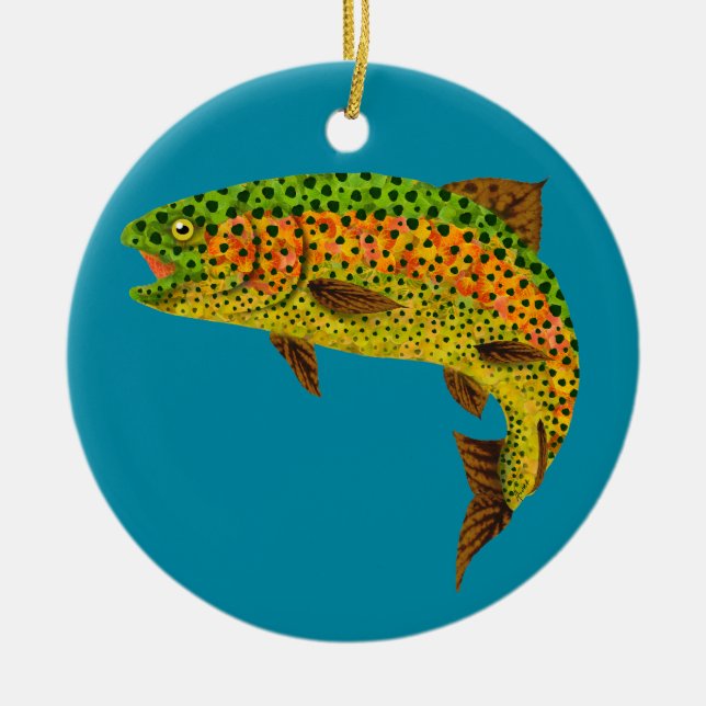 Aspen Leaf Rainbow Trout 1 Ceramic Ornament (Front)