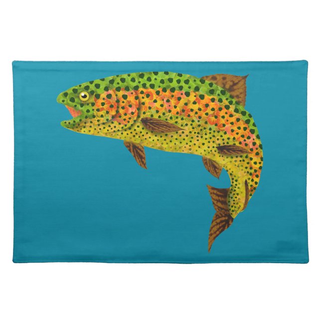 Aspen Leaf Rainbow Trout 1 Cloth Placemat (Front)