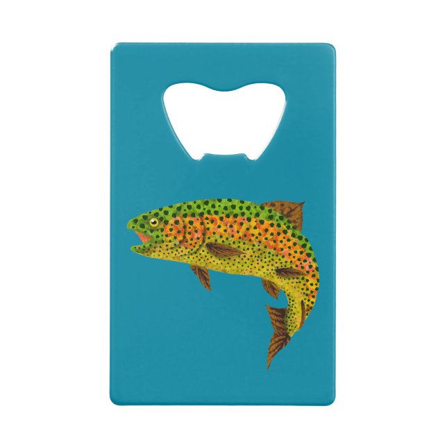 Aspen Leaf Rainbow Trout 1 Credit Card Bottle Opener (Front)